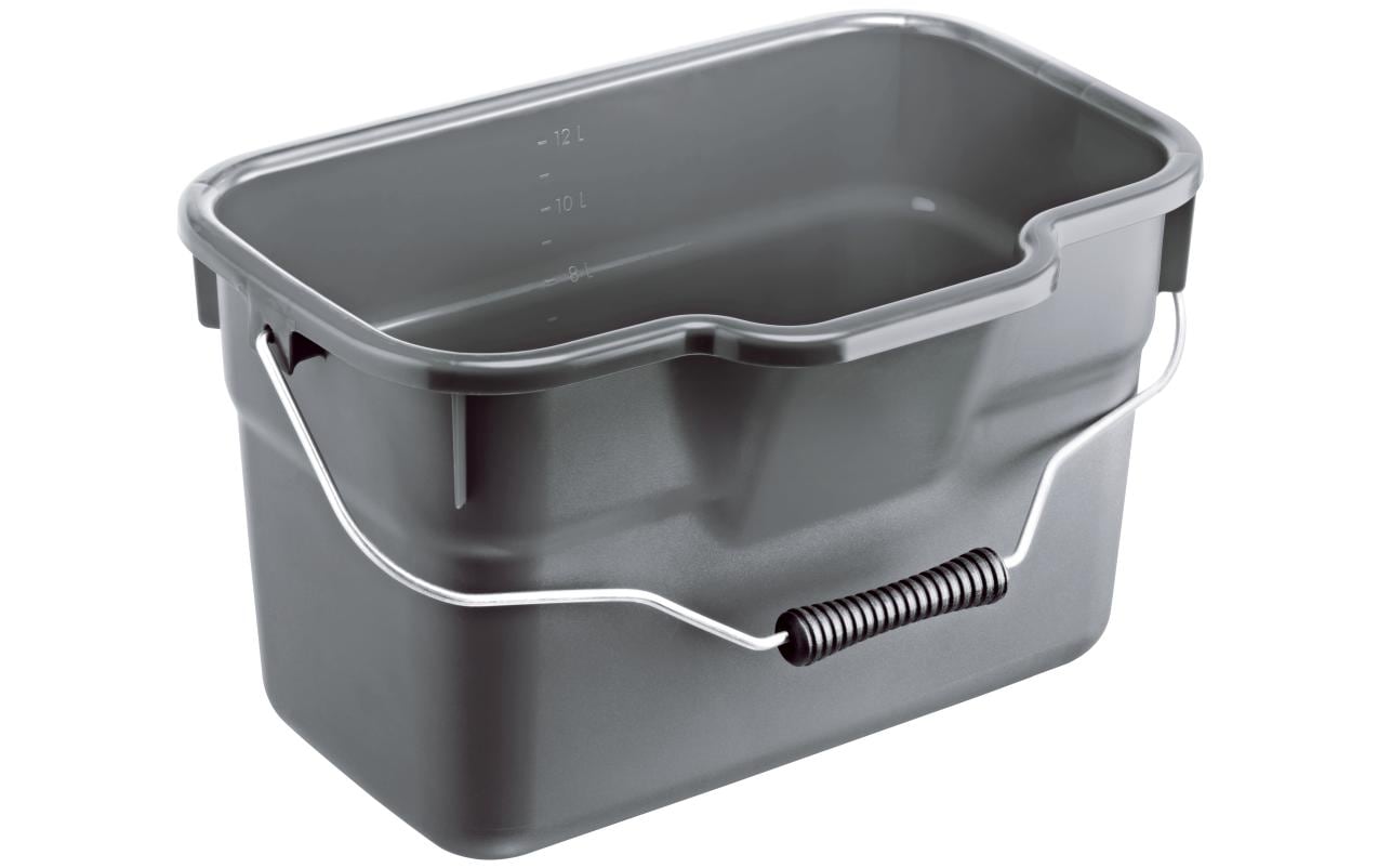 Putzeimer Basic 12 l, GrauPutzeimer eckig mit Tragegriff