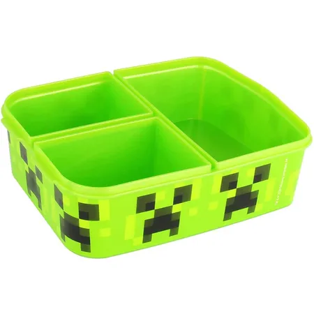 p:os Brotdose mit Minecraft Motiv, mit 3 Fächern, aus Kunststoff