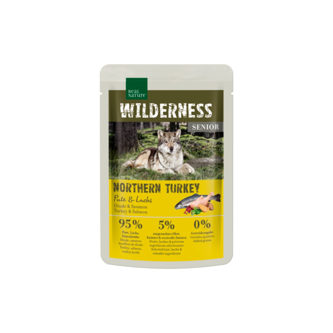 REAL NATURE WILDERNESS Nassfutter Hund, Senior, Northern Turkey Pute und Lachs 12x100 g