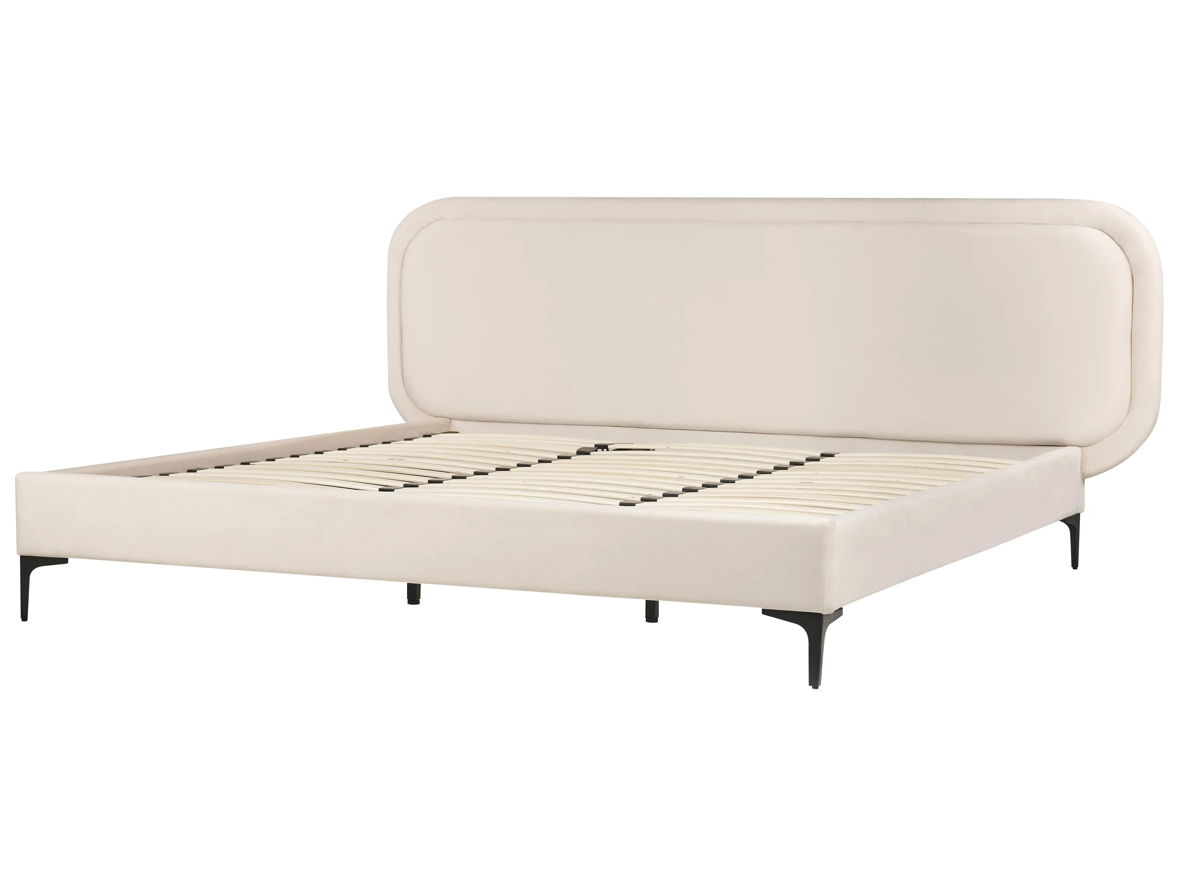 Bed Fluweel SUZETTE 180 x 200 cm Lichtbeige