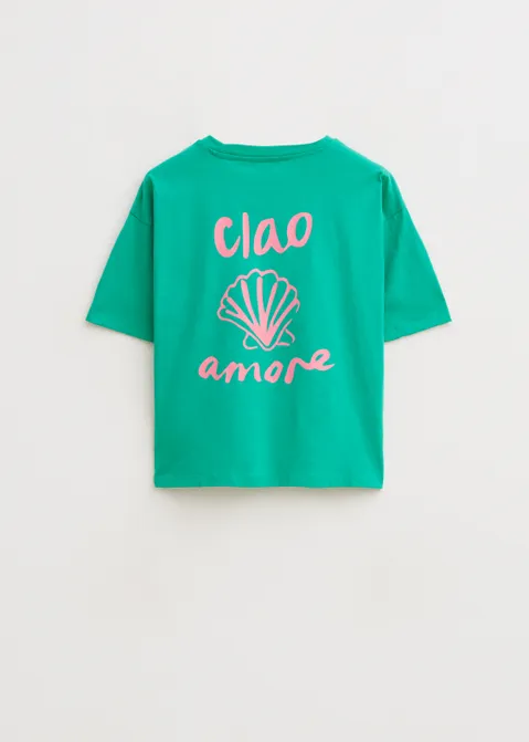 T-shirt met print ciao amore groen (GRN.F)