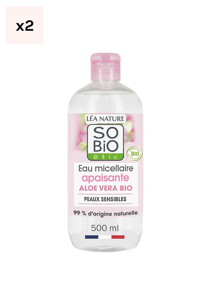 Eaux micellaires apaisantes bio - Aloe vera - Peaux sensibles - 2 x 500 ml