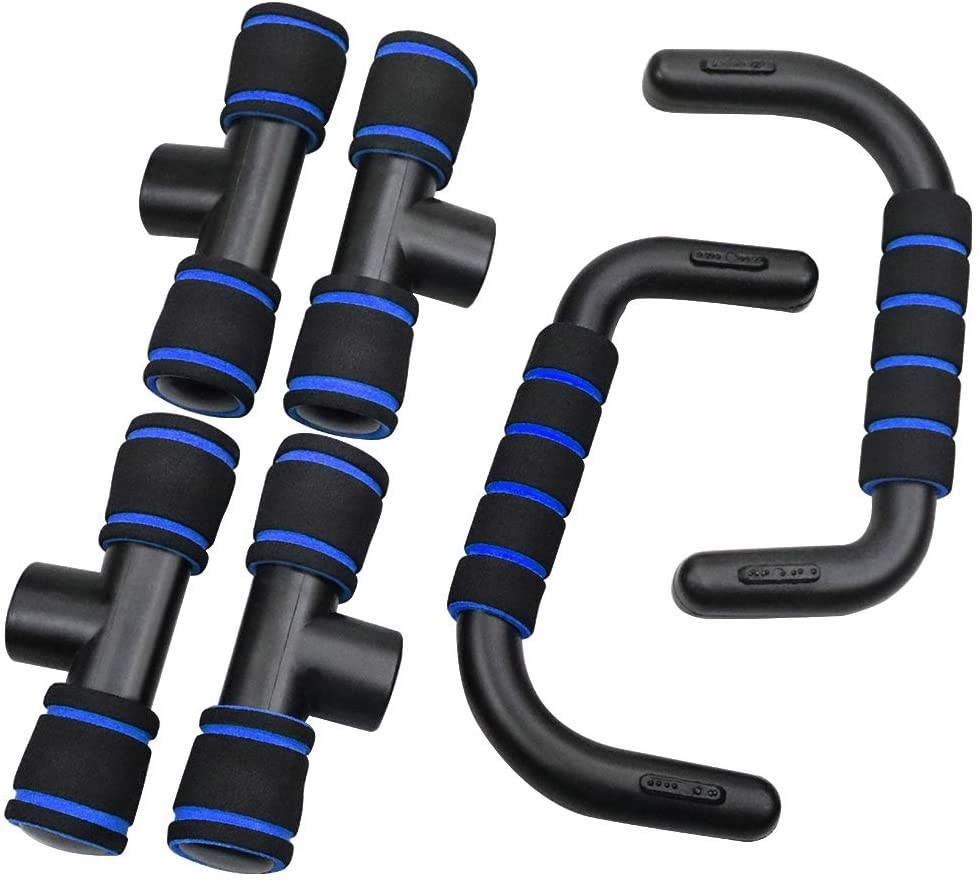 (2er Set) Liegestütze Griffe gepolsterte Fitness Push-Up Bars Home Workout - Schwarz / Blau