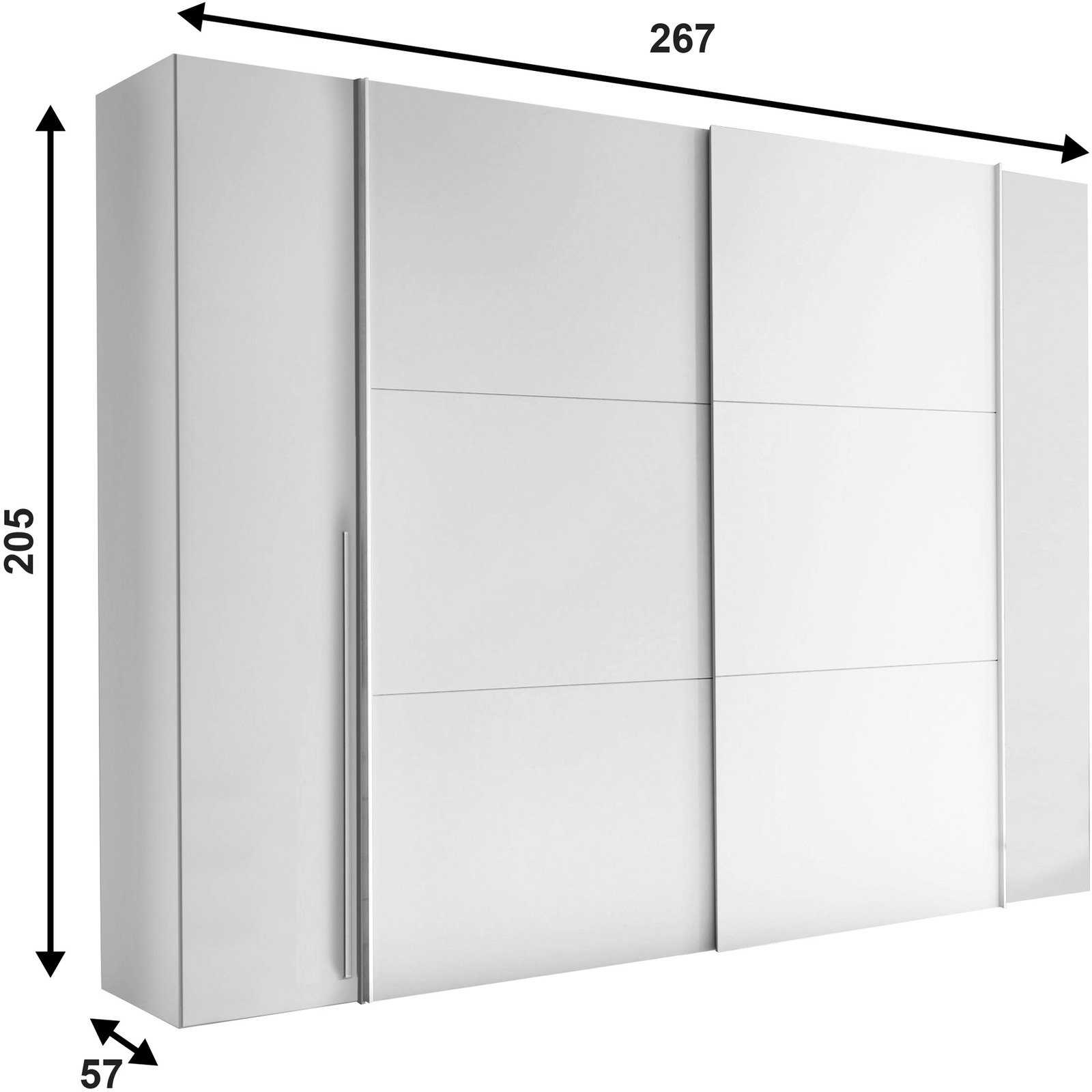 Schwebetürenschrank Maturs Dekor weiss 267 x 205 x 57 cm