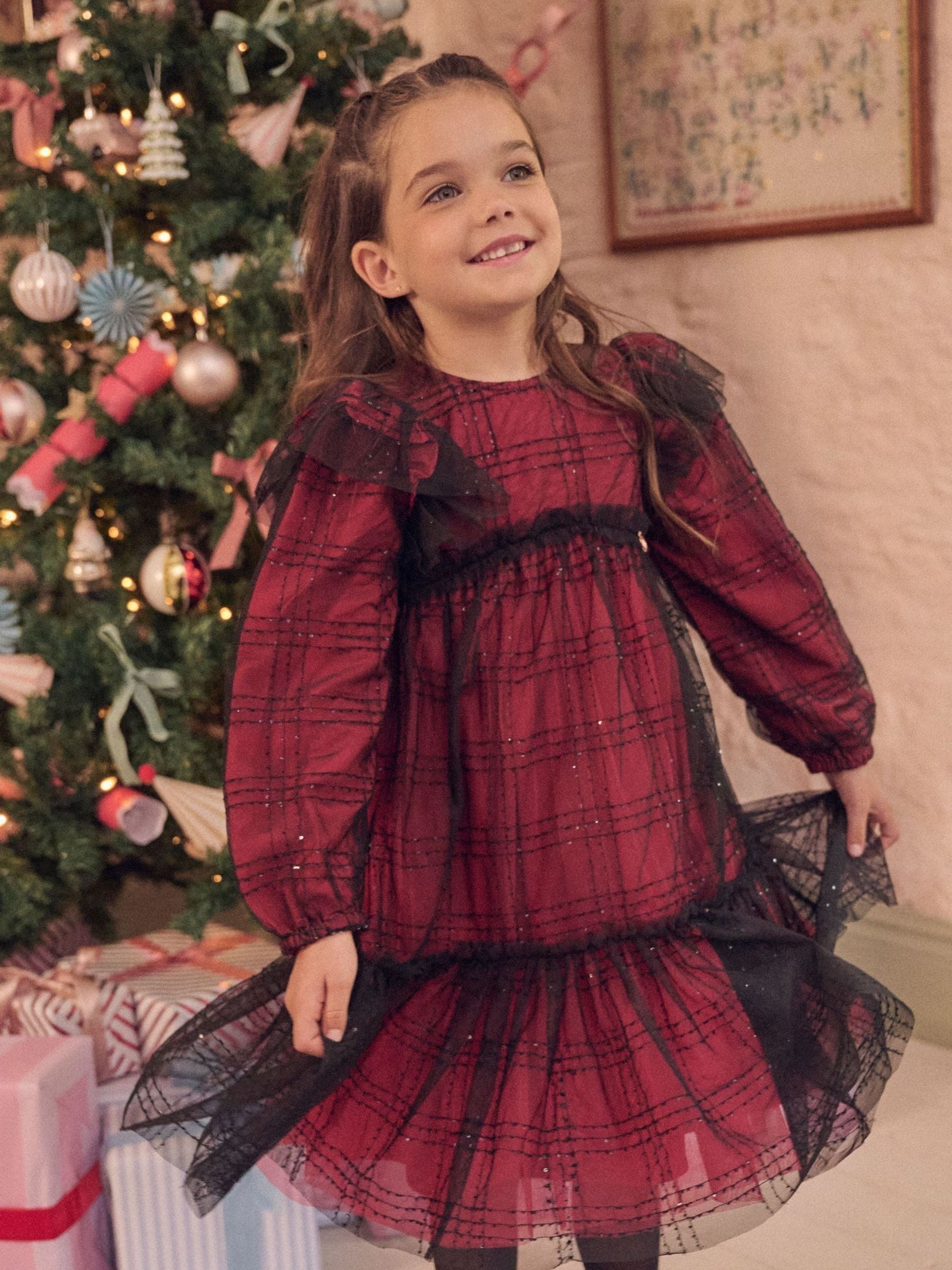 Angel & Rocket Tia Sequin Tartan Mesh Dress