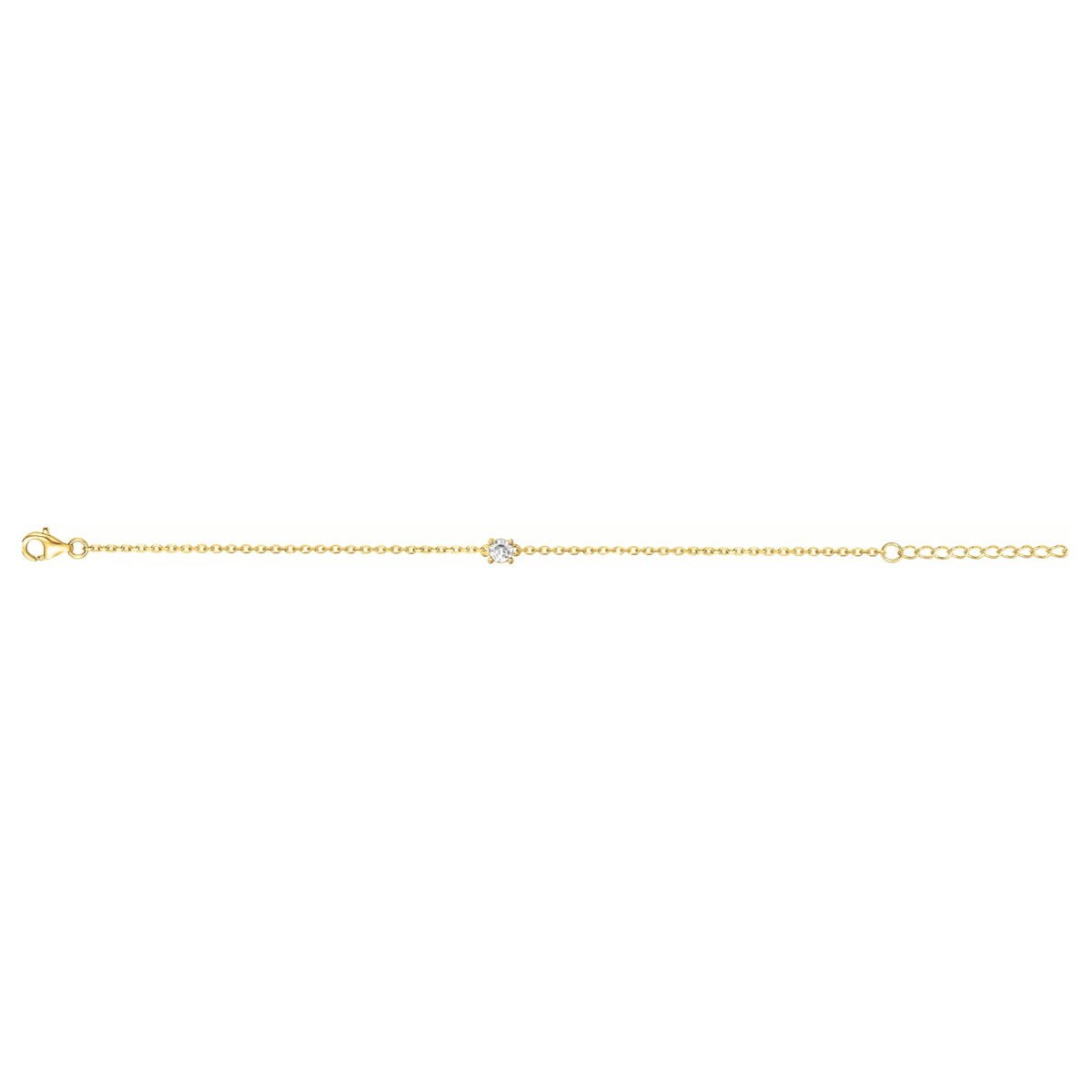 Bracelet souple mono-motif en Plaqué Or avec oxyde de zirconium blanc