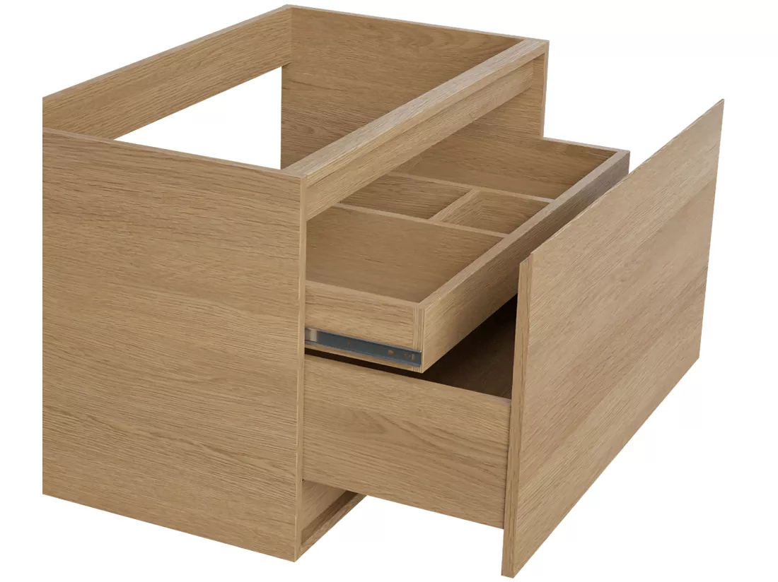 Meuble sous vasque avec tiroir à l'anglaise - Placage chêne - 80 cm - MESLIVA