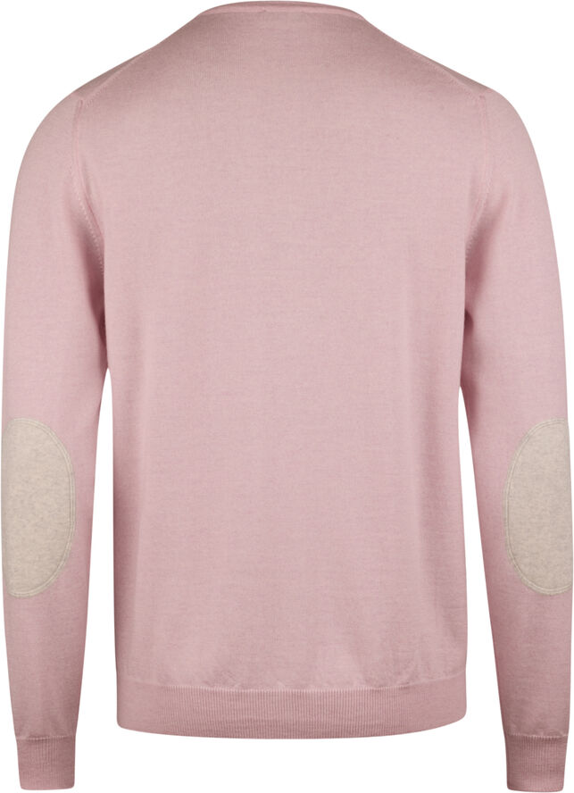 Stenströms Sweater Knitted Crew Neck With Patch Merino Wool Pink
