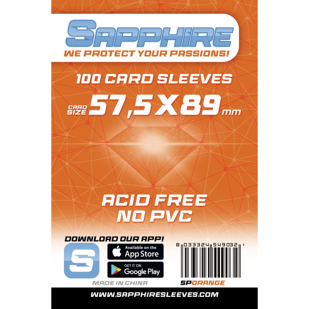 Sapphire - Pochettes Orange - 57.5x89mm - 100p
