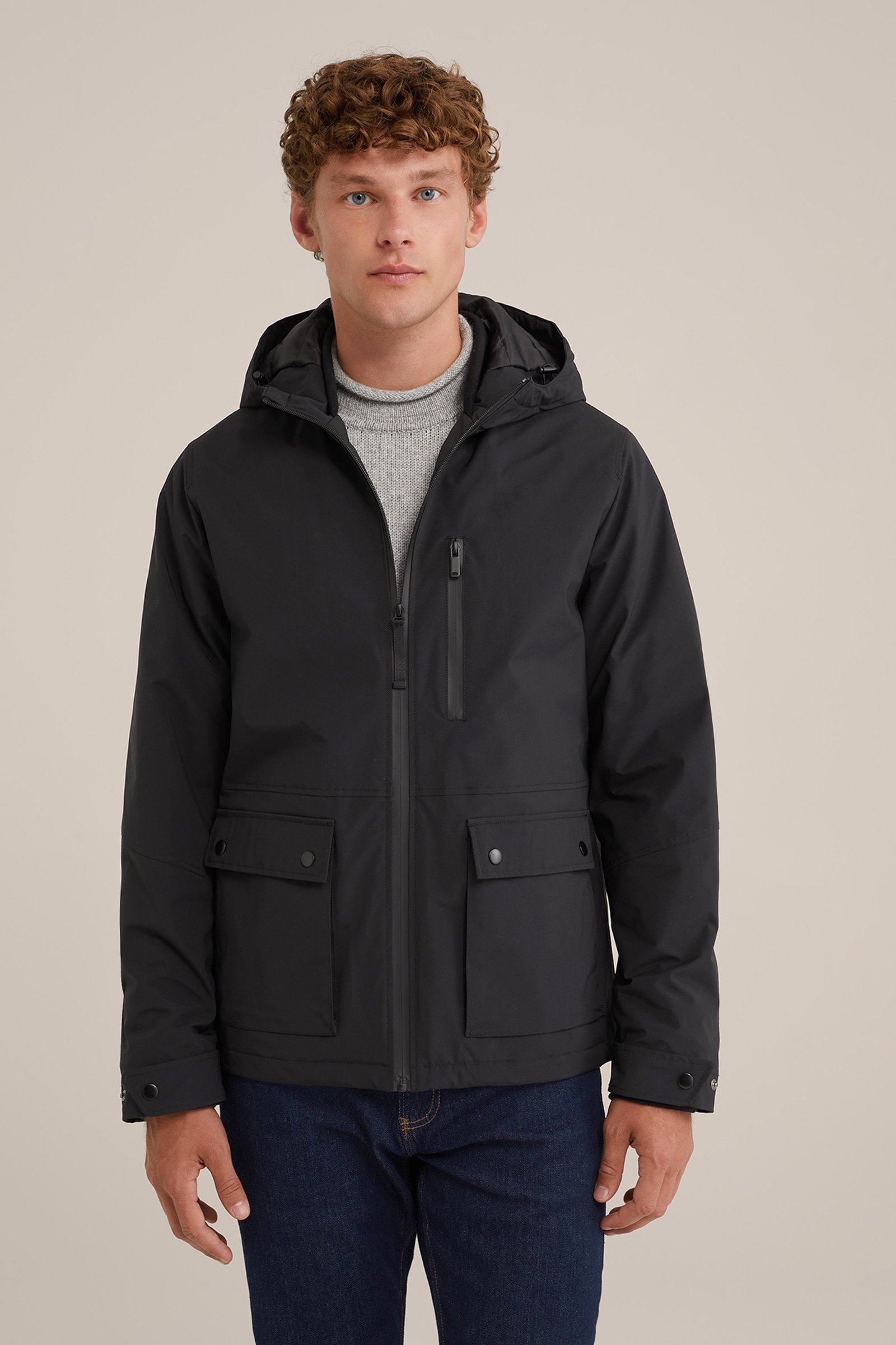 waterafstotend jack met capuchon WE Fashion Zwart
