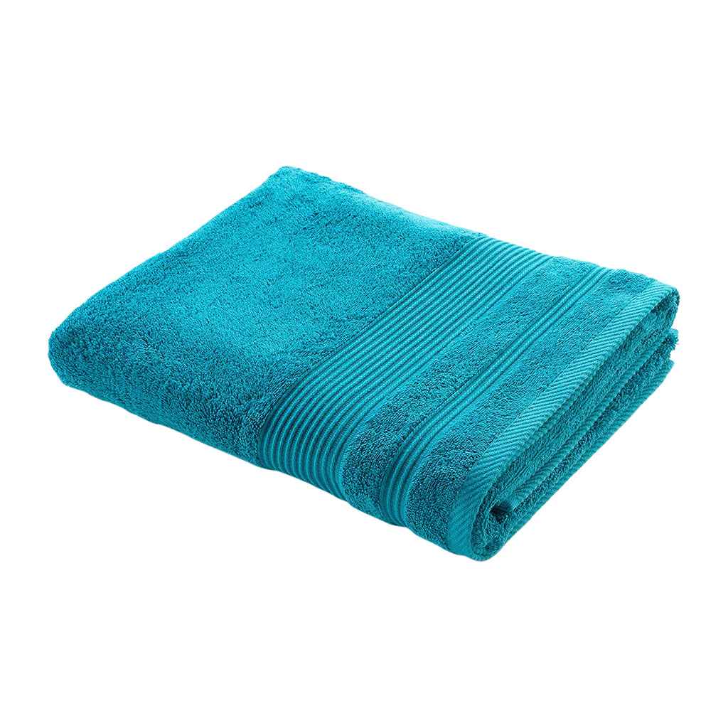 Drap de bain coton bleu paon 90x150cm