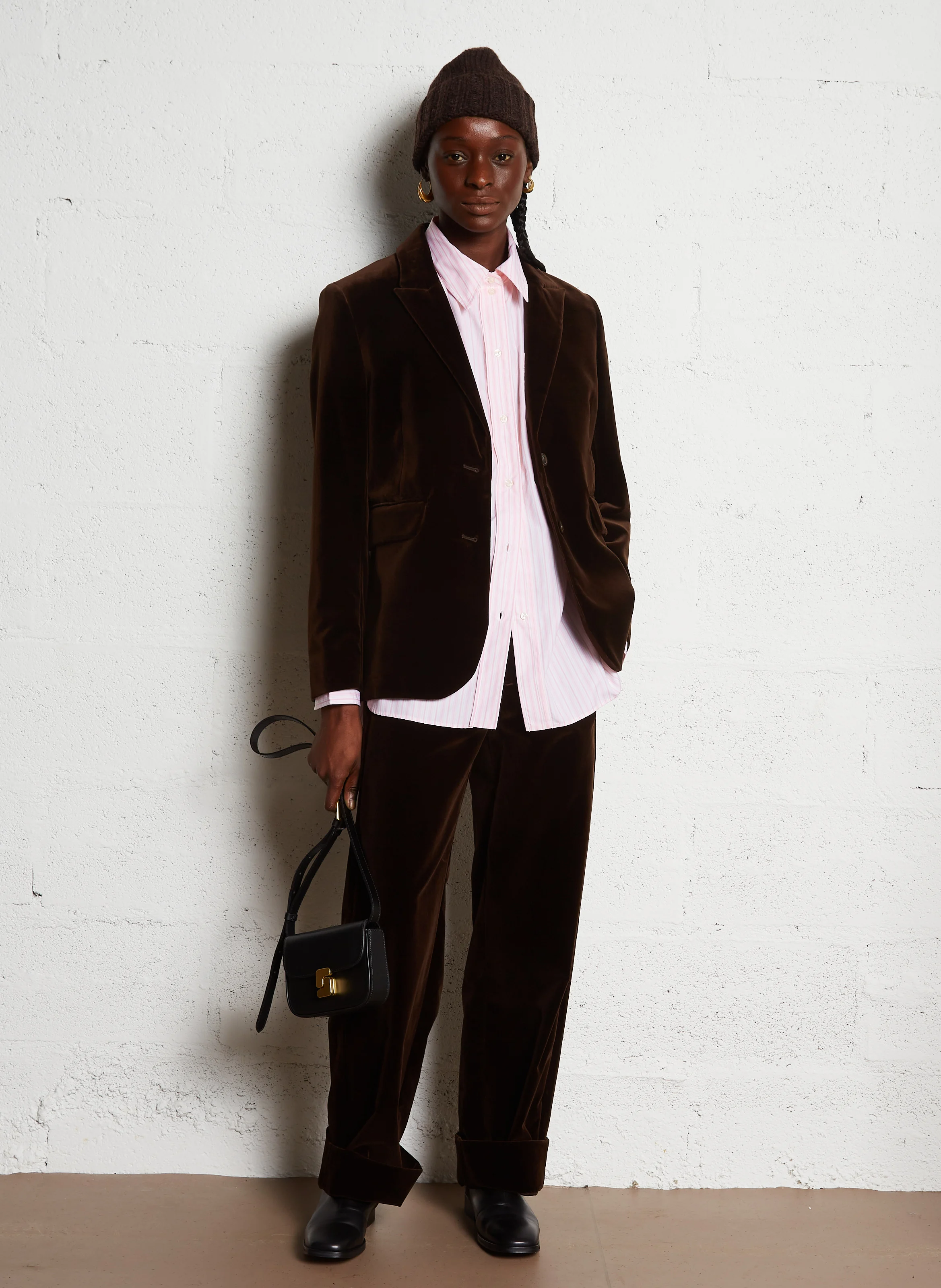 CASSIOPEE - Veste col tailleur en coton | Marron