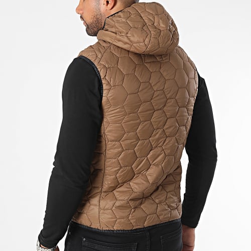 Doudoune Capuche Sans Manches Beige Foncé