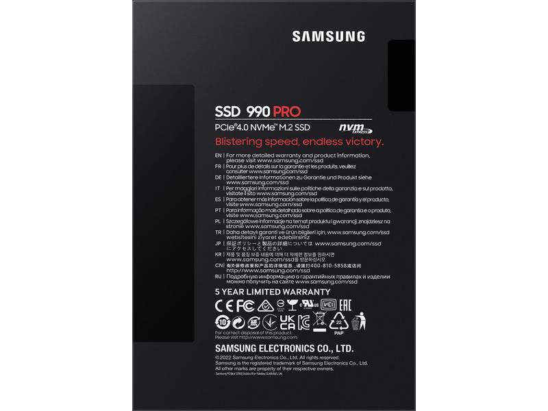 Samsung SSD 990 PRO M.2 2280 NVMe 2000 GB M. 2-Solid State Drive für Gamer mit 2000 GB