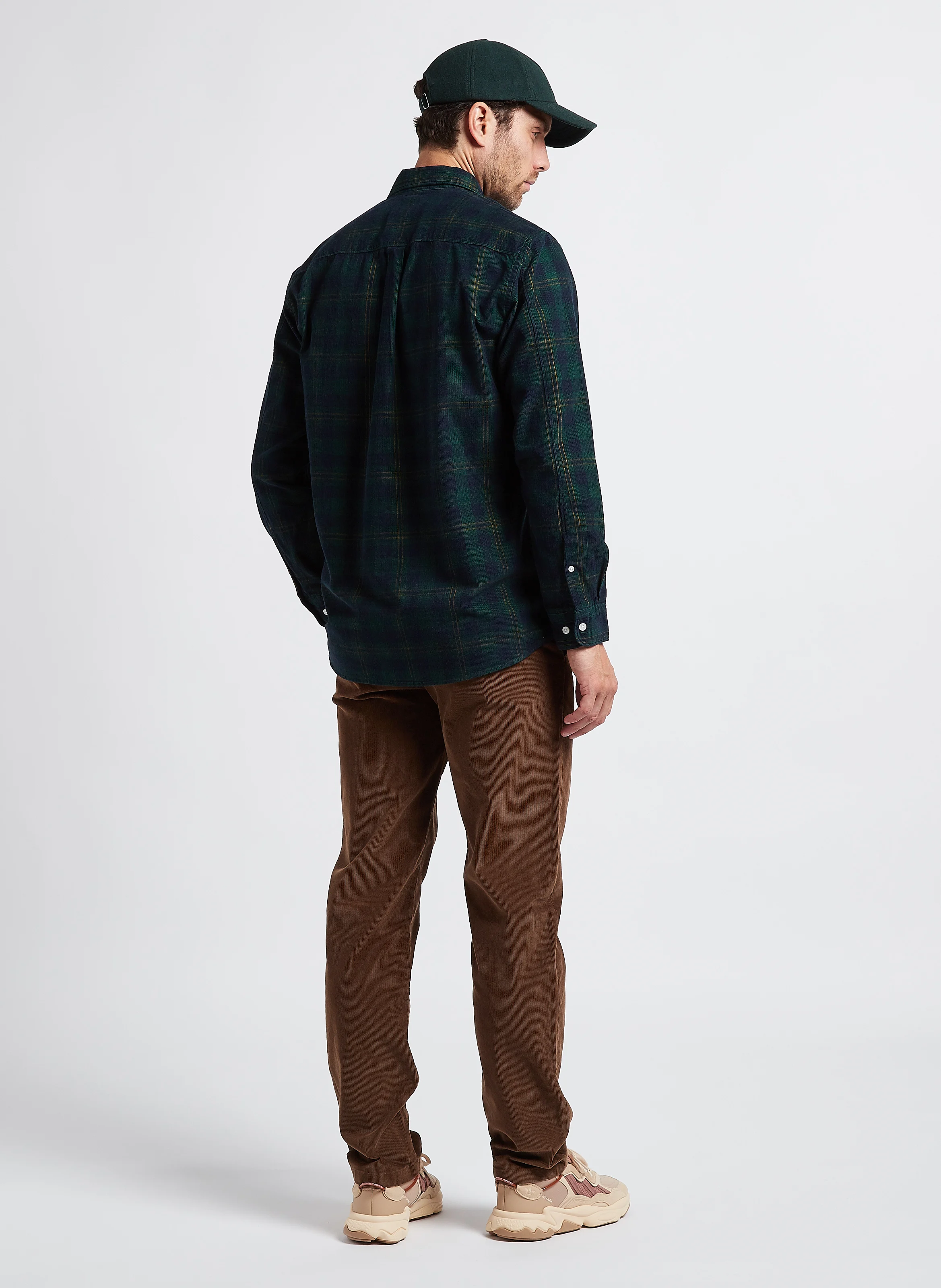 Pantalon droit en velours de coton bio mélangé | Marron