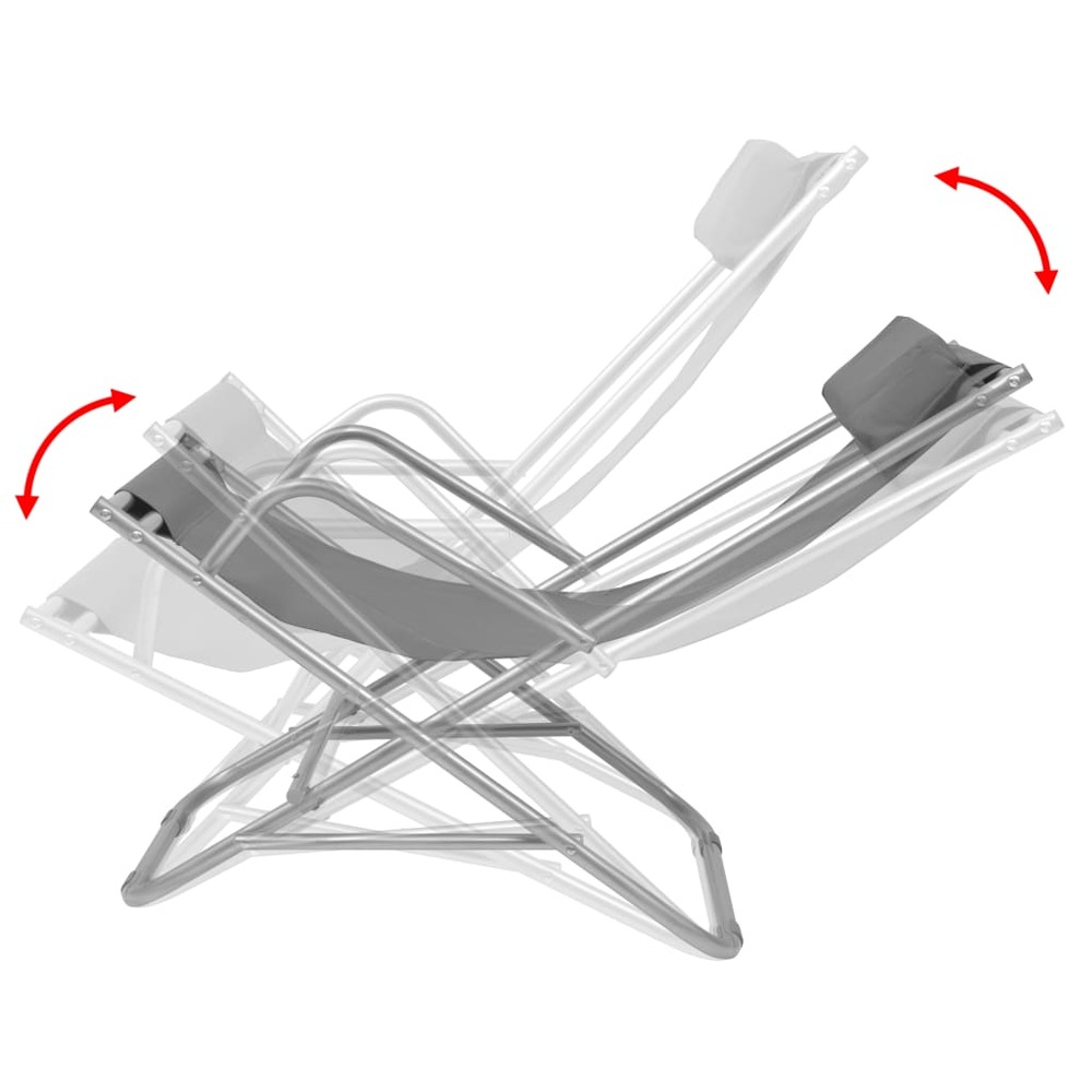 Chaises inclinables de terrasse 2 pcs acier gris