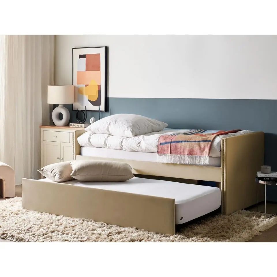 TROYES - Slaapbank - Beige - Fluweel
