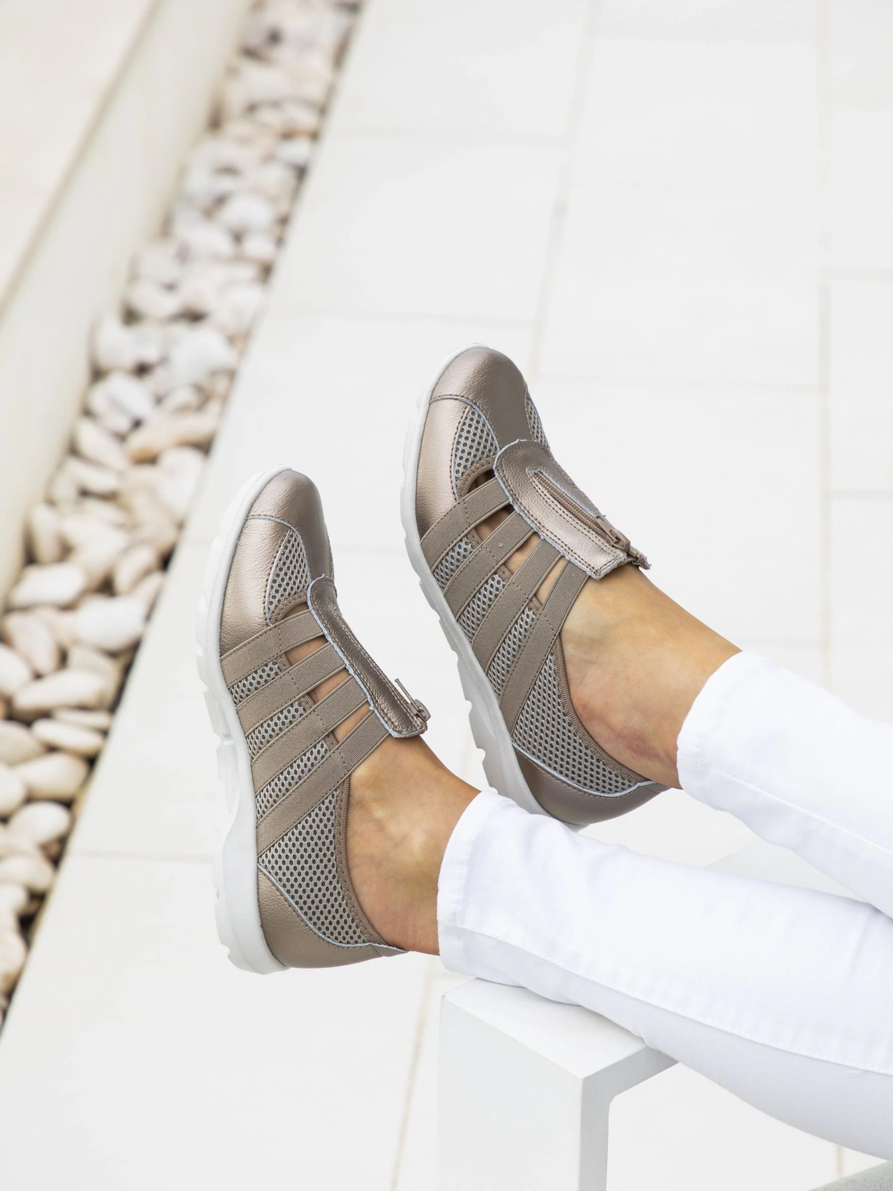 Tin - Pavers Leather Ladies Wide Fit Casual Slip-On Shoes