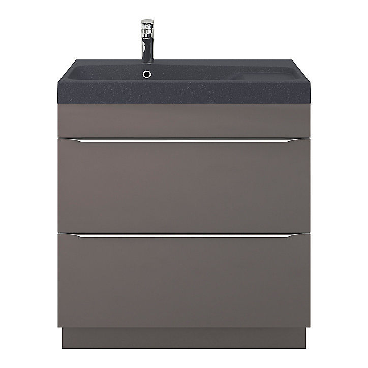 Meuble sous vasque à poser GoodHome Imandra gris 80 cm + Plan vasque noir GoodHome Mila 80 cm