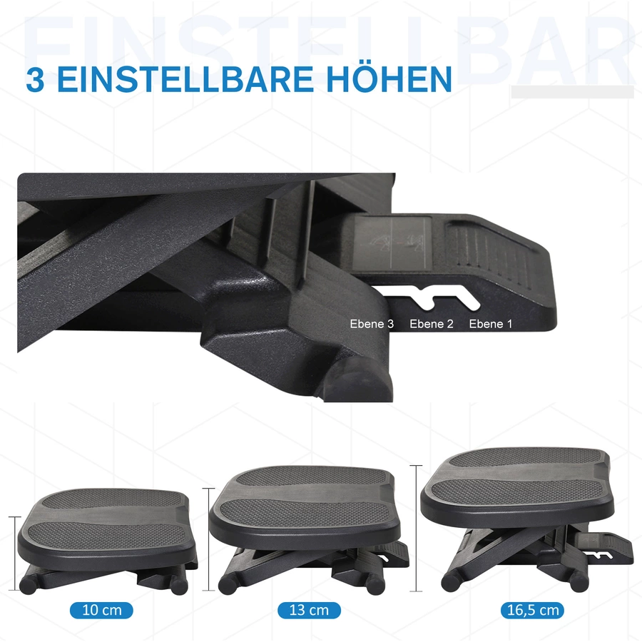 HOMCOM Fußstütze verstellbar schwarz