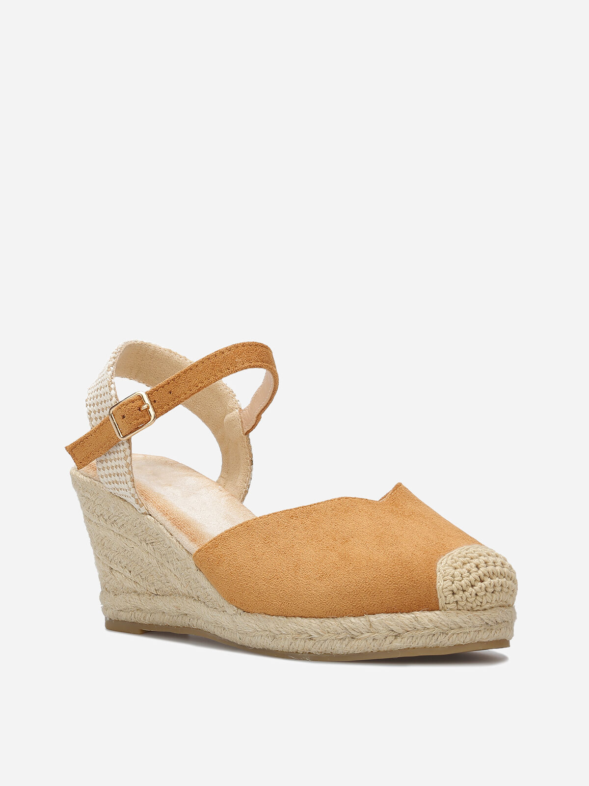 Espadrilles compensées en suédine- Camel