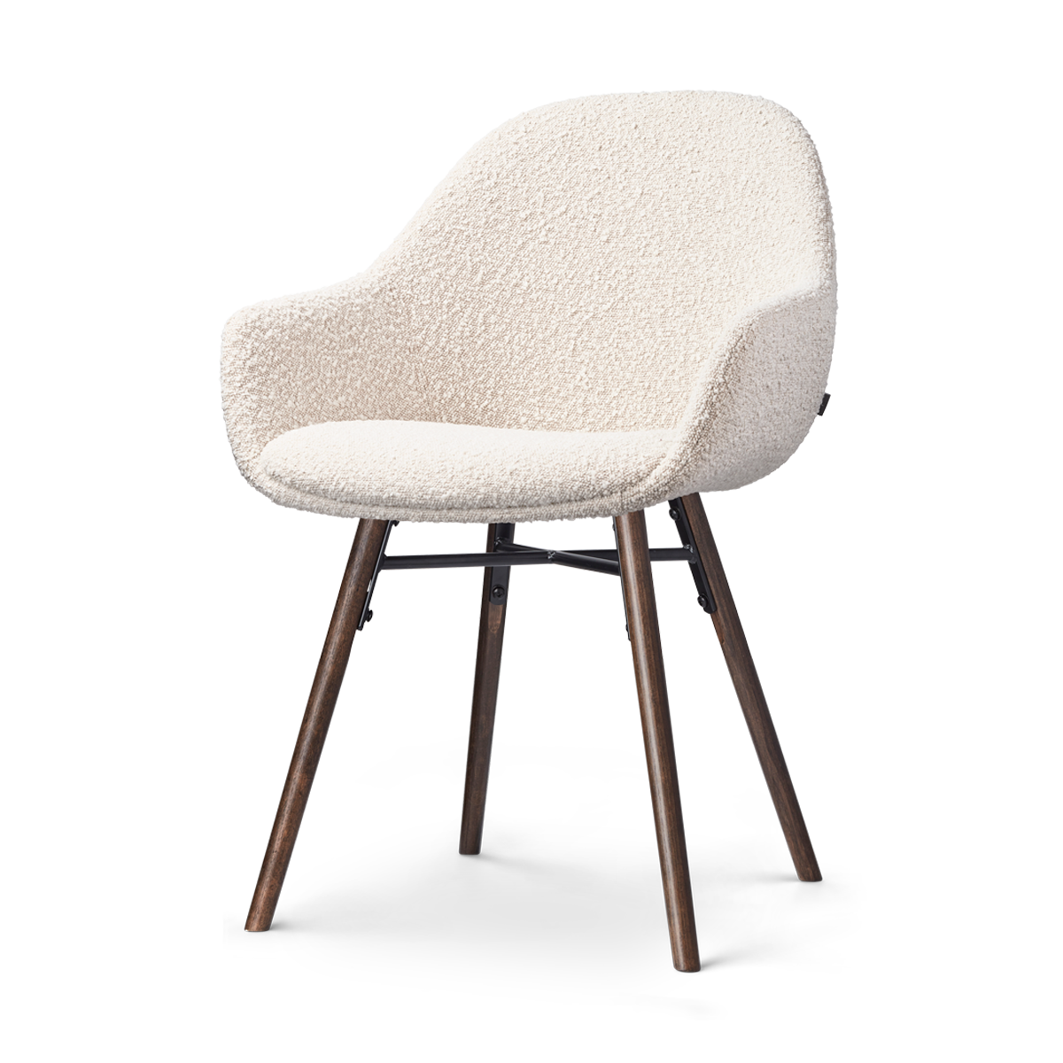 Eetkamerstoel Nena-Mae bouclé beige - walnoten onderstel