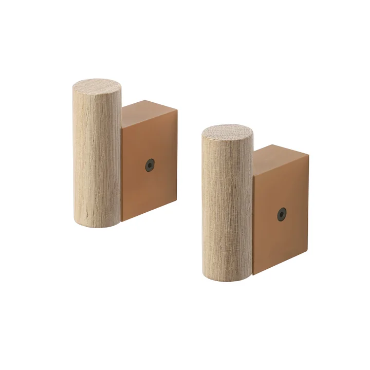 Muuto - Attach Wandhaken, Eiche / burnt orange (2er-Set)
