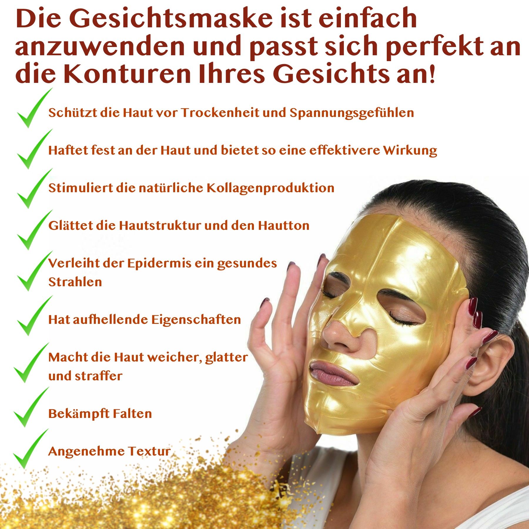 ALIVER Gesichtspflege Set Crystal Gold Masken