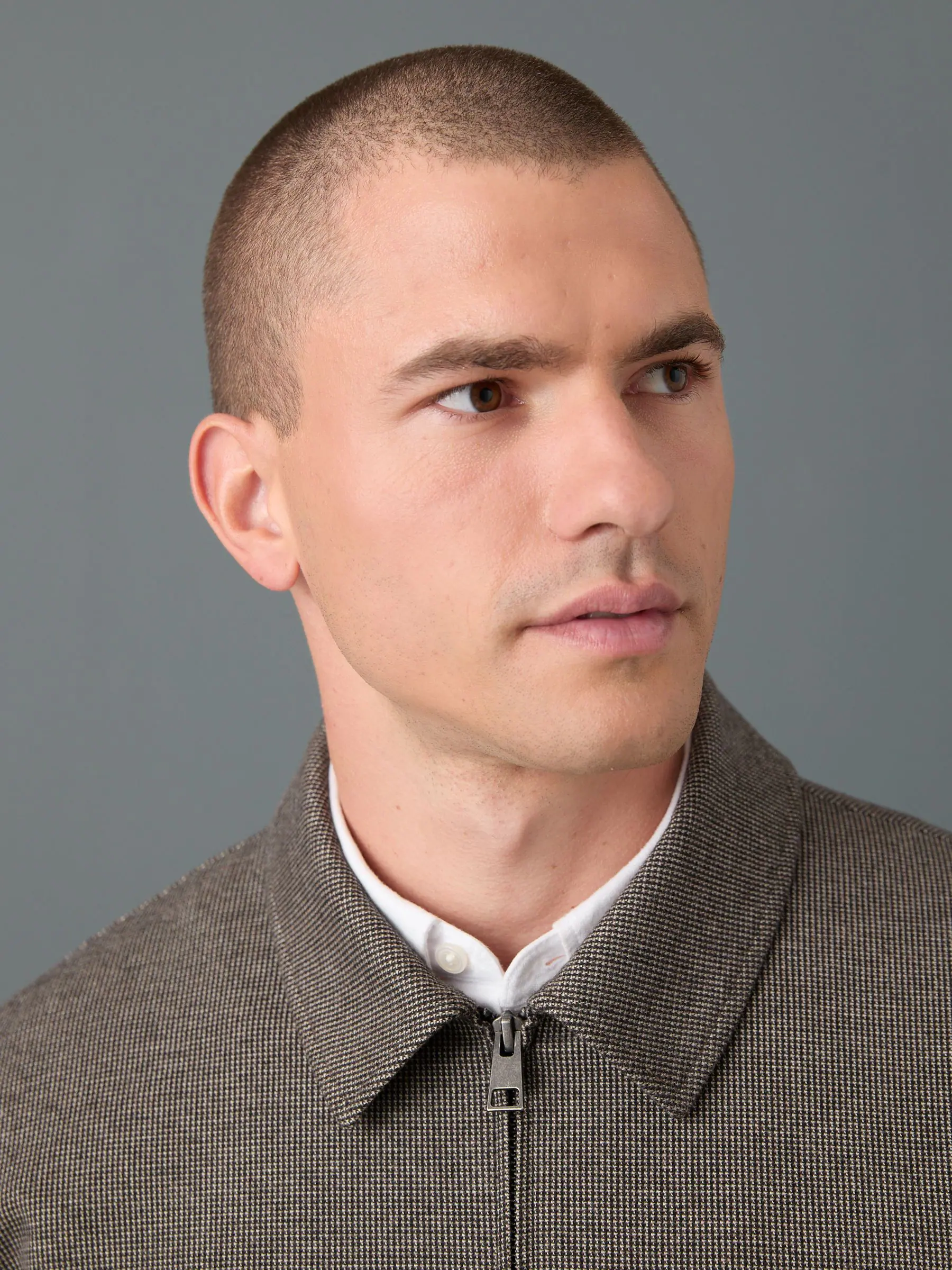 Bruin - Slim Jack van geweven jersey met stretchy