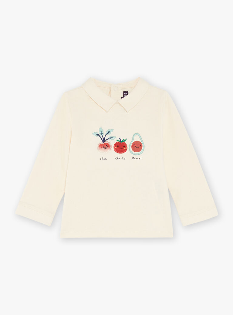 Polo vanille à patchs légumes brodés