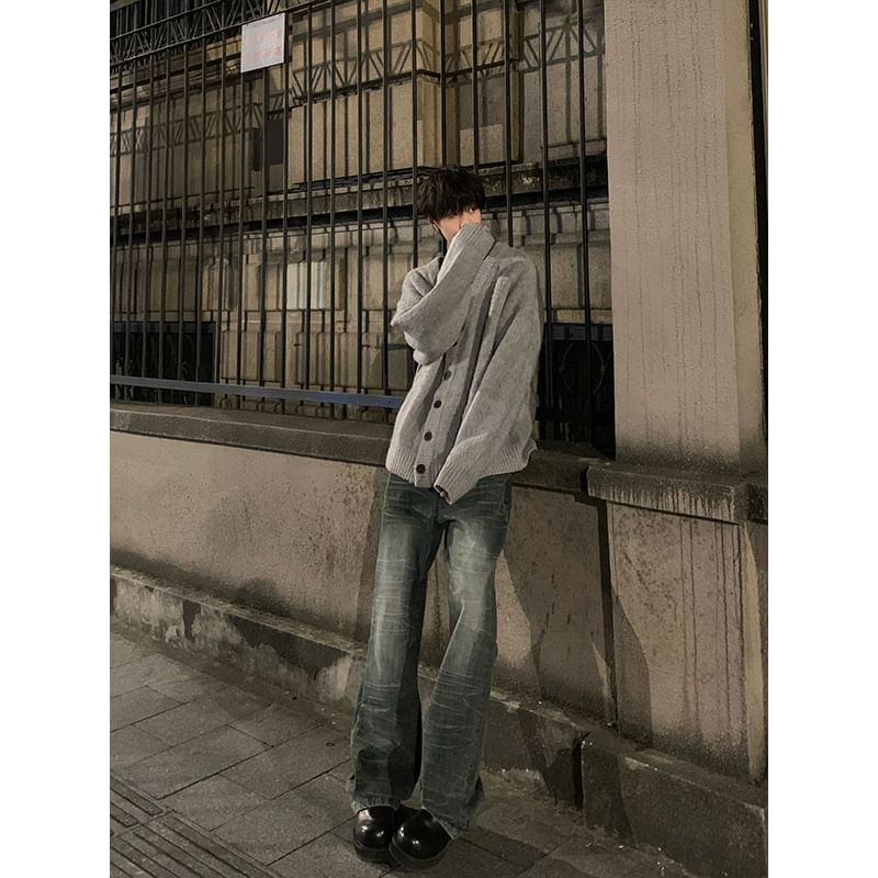 Posive - V-hals effen oversized vest met knopen