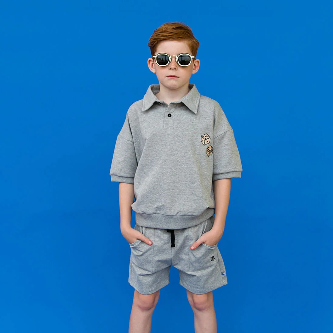 CARLIJNQ grijze carlijnq sweater dice - polo sweater short sleeve