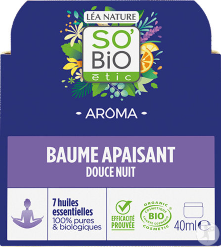 So'Bio Étic Baume Apaisant Douce Nuit Aux 7 Huiles Essentielles Biologiques Flacon 40ml
