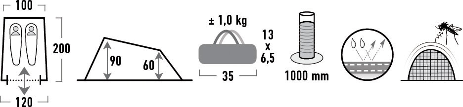 High Peak Hauszelt »Minilite« 2 Personen Set, mit Transporttasche,