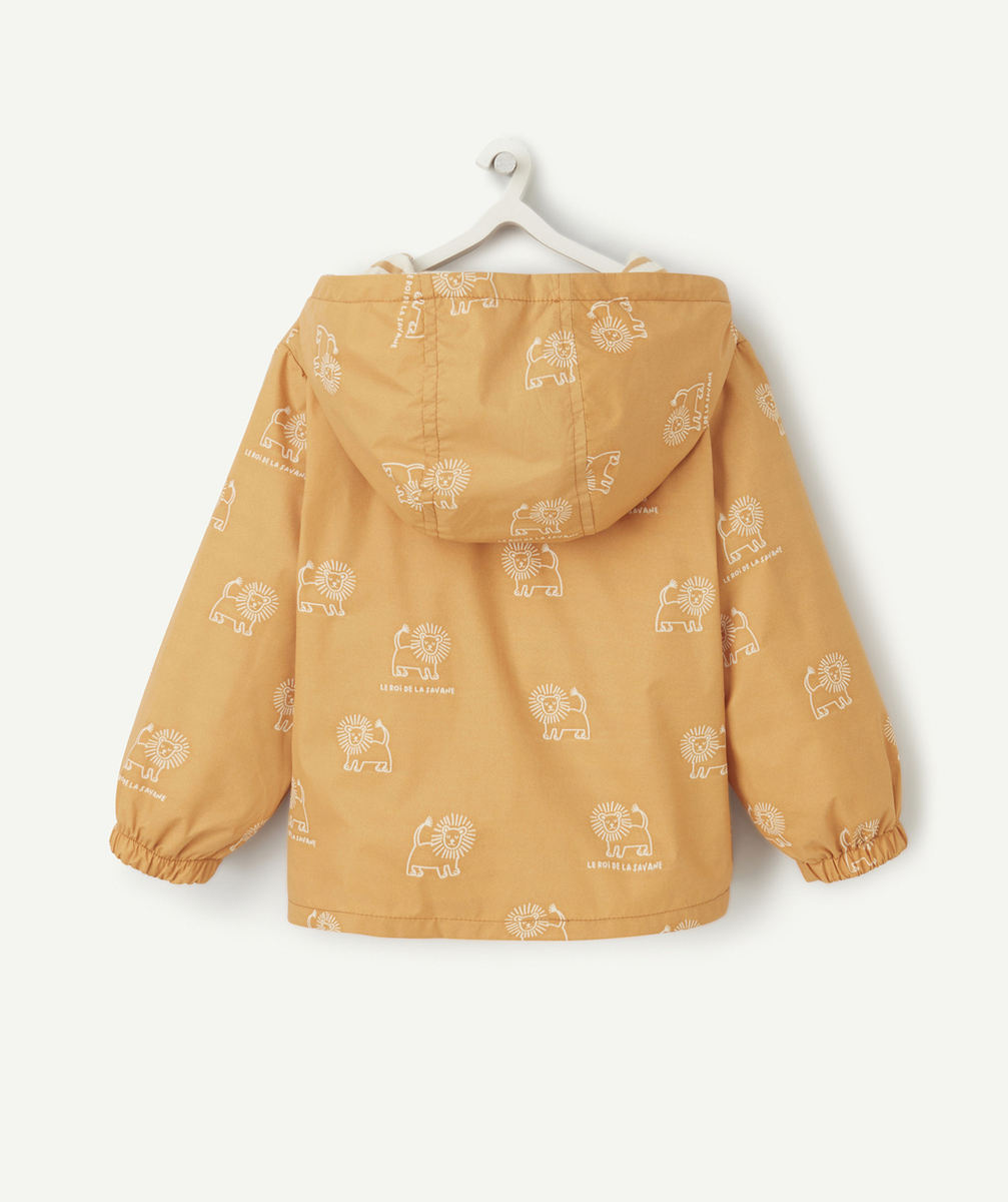COUPE-VENT BÉBÉ GARÇON RÉVERSIBLE ORANGE IMPRIMÉ LION OU RAYÉ