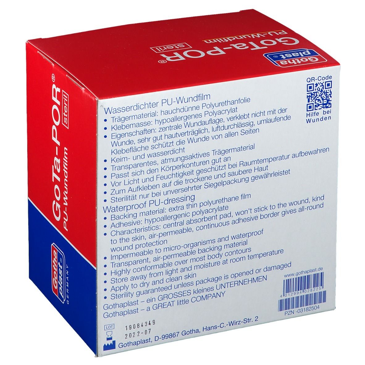 GoTa-POR® PU-Wundfilm steril 10 x 6 cm