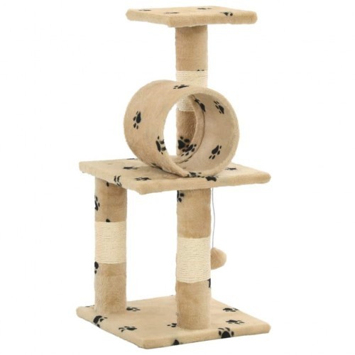 Arranhador para Gatos vidaXL, Bege, com Estampa de Patinhas