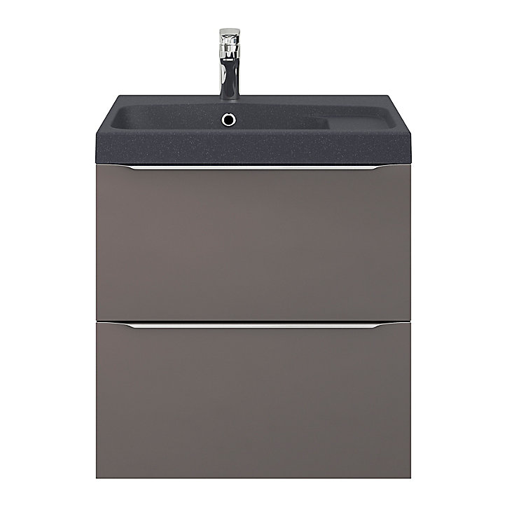 Meuble sous vasque à suspendre GoodHome Imandra gris 60 cm + Plan vasque noir GoodHome Mila 60 cm