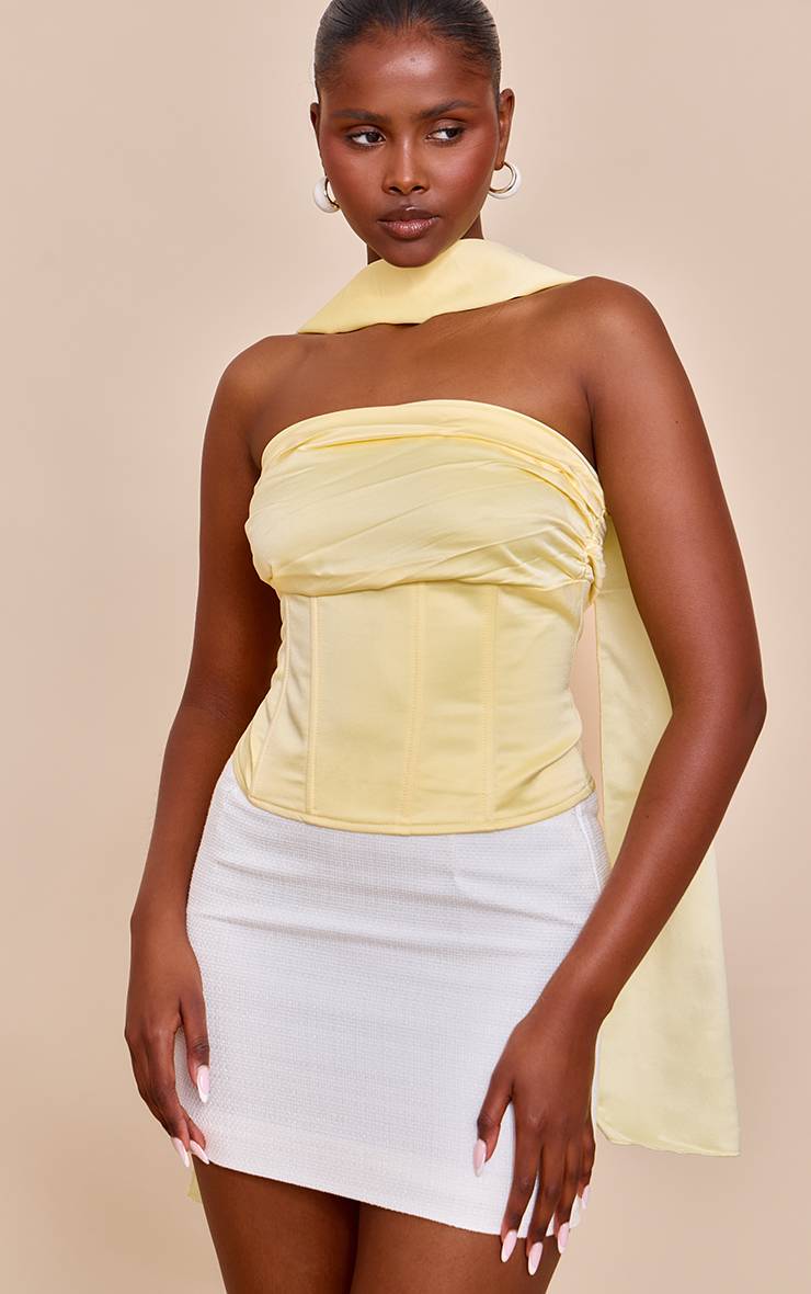 Butter Yellow Corset À Détail Foulard Froncé