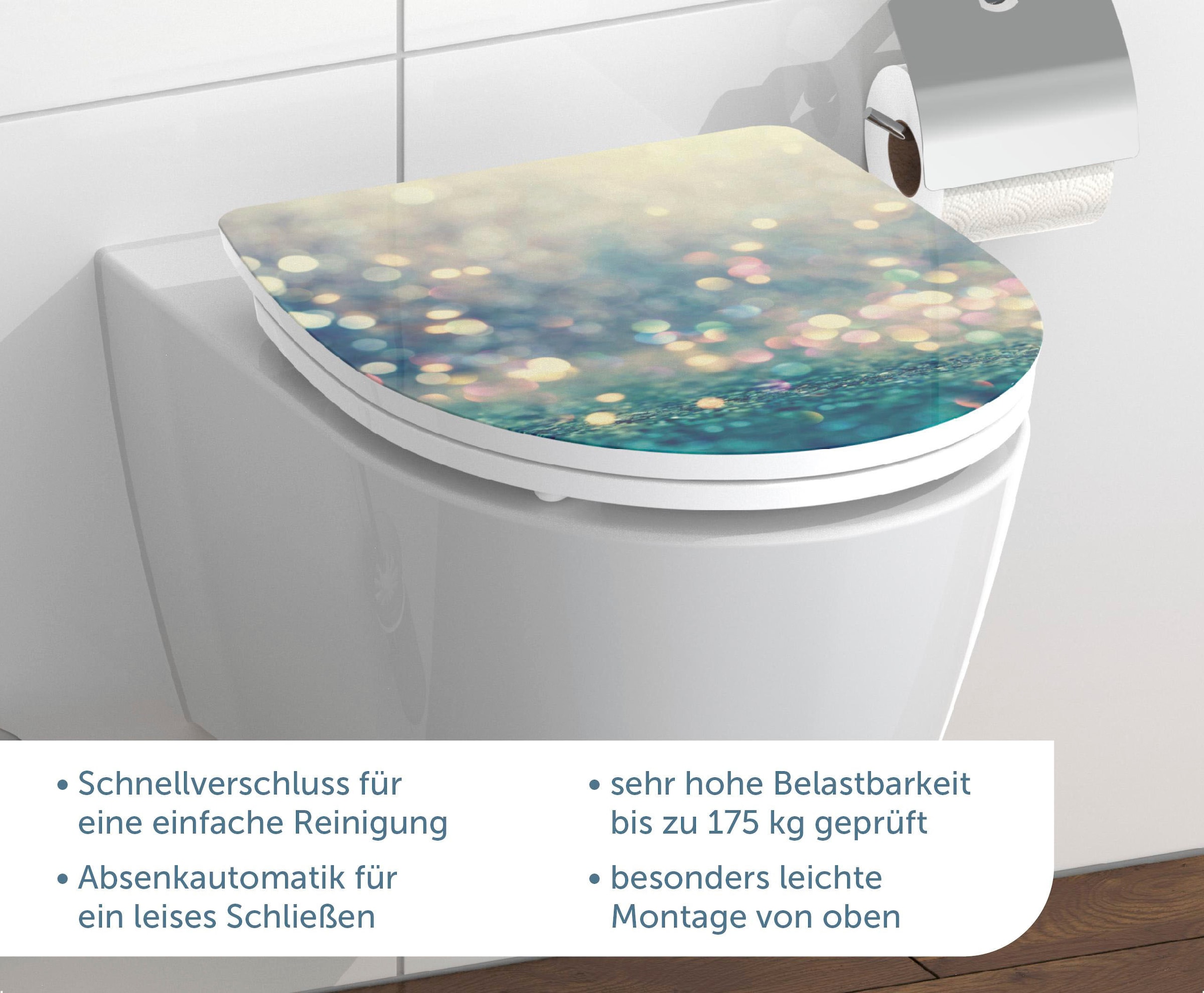 Schütte WC-Sitz »Magic Light« Duroplast, mit Absenkautomatik und Schnellverschluss, High Gloss