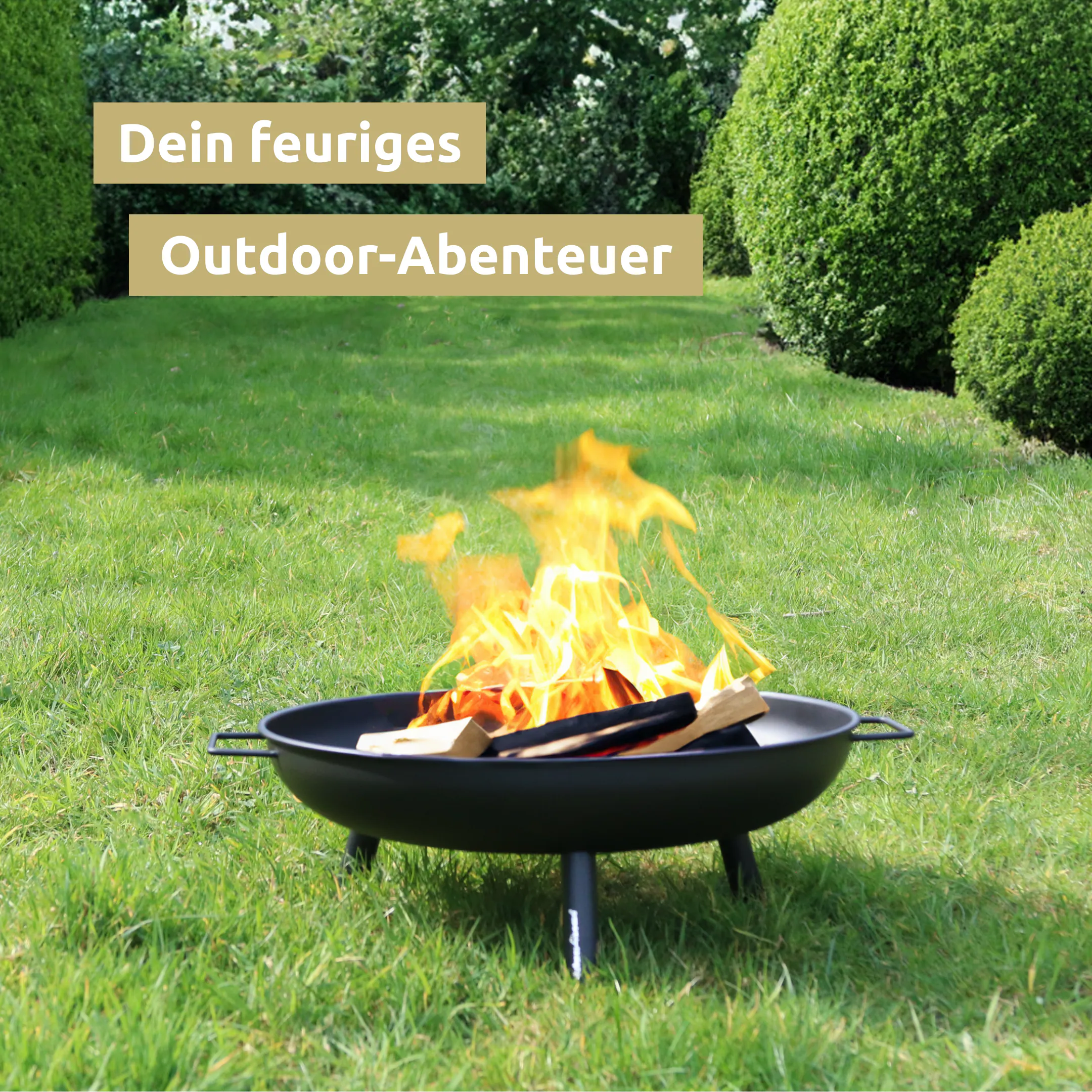 deluxe4home® Feuerschale mit drei Standfüßen, Durchmesser 58 cm, schwarz