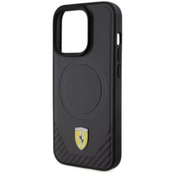 iPhone 15 Pro MagSafe Leder Hardcase Hülle Metall Logo (FEHMP15LPTEK) - Schwarz