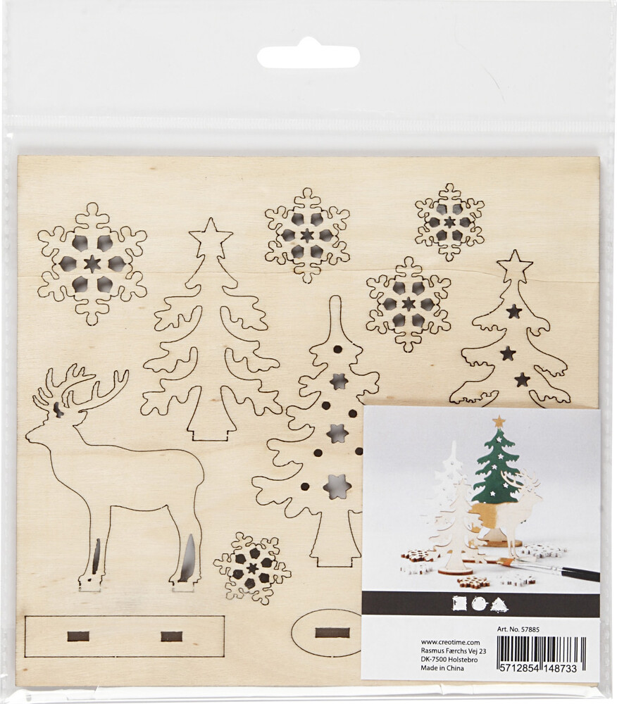 Saml-Selv Træfigur - Skov Med Krondyr - L 15,5 CM - B 17 CM