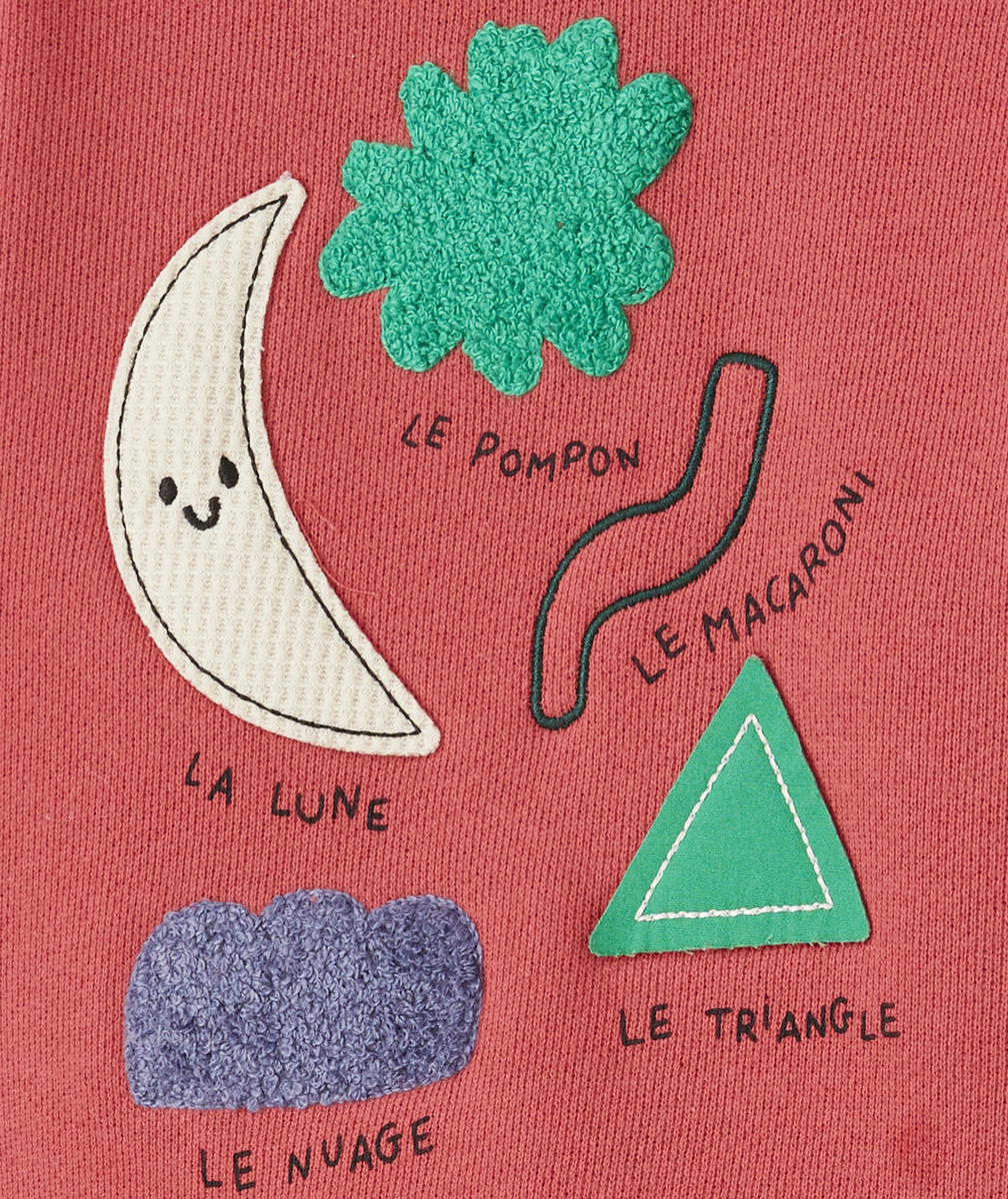 SWEAT BÉBÉ GARÇON EN FIBRES RECYCLÉES ROSE AVEC PATCH
