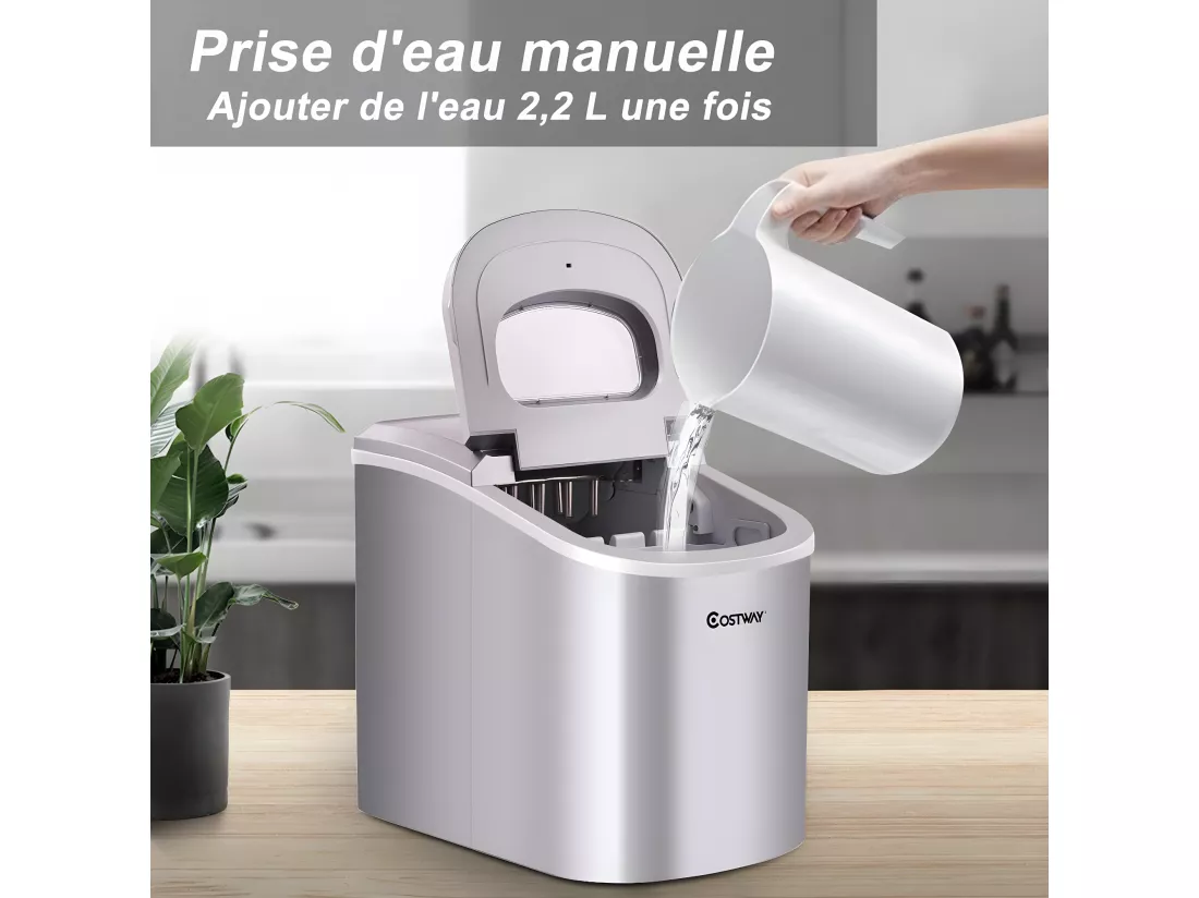 Machine à glaçons portable machine pour glace réservoir 2,2l,12kg/24h 9 glaçons par 6-13min