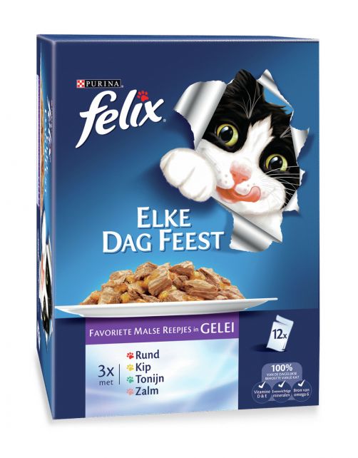 Felix Multipack Maaltijdzakjes Elke Dag Feest 100 g - Kattenvoer