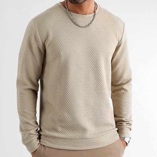 Sweat Crewneck Texturé Maze 3056 Beige