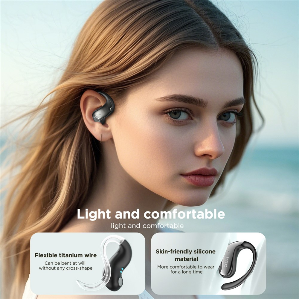 NE19 OWS Wireless Bluetooth Kopfhörer Open-Ear Headset mit Ladecase (300mAh) - Schwarz