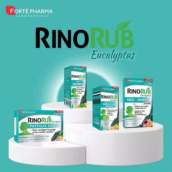 Spray para garganta e tosse RinoRub da Forté Pharma com óleo essencial de menta e mel, 15ml