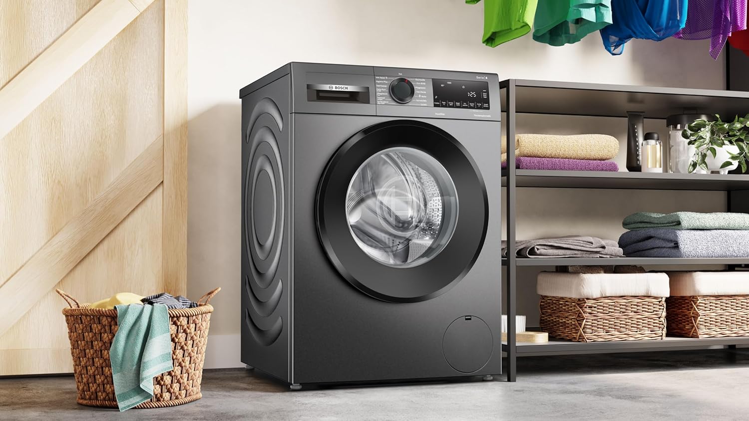 Bosch WGG244ZR10, Serie 6, Frontlader Waschmaschine, 9 kg, 1400 UpM, entfernt 16 Fleckenarten, SpeedPerfect, Maximale Energie- und Wasserersparnis, Nachlegefunktion, besonders hygienisch, AquaStop
